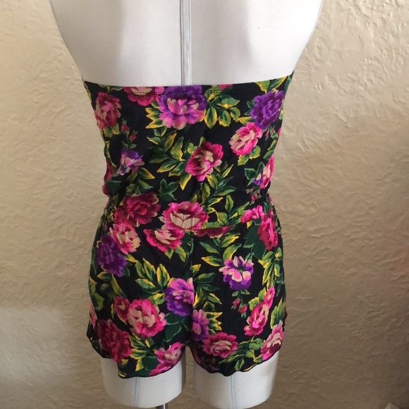 Urban Outfitters Kimchi Blue Purple Pink Floral Cover Up Strapless Romper - Picture 3 of 7